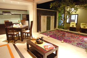 Living Dining and Pool - Aria Villas